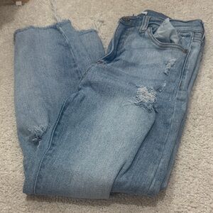 Celebrity Pink Light Blue Distressed Boyfriend Jeans